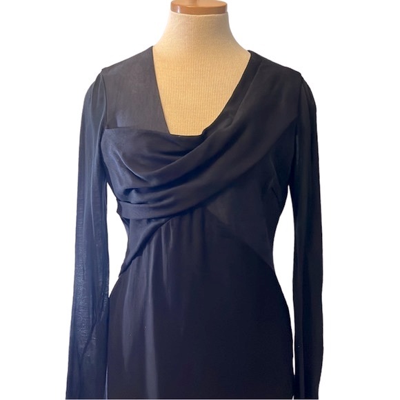 Helmut Lang Draped Pleated Zipper Mini Dress, Black, size 6 - Picture 3 of 12